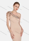 Wholesale Women's Glamorous One Shoulder Ruffle Trim Sequin Floor Length Evening Dress - Liuhuamall