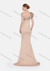 Wholesale Women's Glamorous One Shoulder Ruffle Trim Sequin Floor Length Evening Dress - Liuhuamall