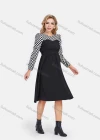 Wholesale Women's Elegant A-Line Waistband Keyhole Back Checkerboard Splicing Knee Length Dress - Liuhuamall
