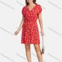 Wholesale Women's Casual High Waist Ditsy Floral V Neck Button Front Short Dress preview