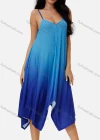 Wholesale Women's Striped Gradient Handkerchief Knitted Cami Dress - Liuhuamall