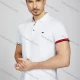 Wholesale Men's Casual Plain Short Sleeve Striped Trim Split Side Polo Shirt LF006# White Clothing Wholesale Market Liuhua