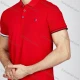 Wholesale Men's Casual Plain Short Sleeve Striped Trim Split Side Polo Shirt LF006# Red Clothing Wholesale Market Liuhua