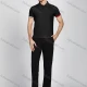 Wholesale Men's Casual Plain Short Sleeve Striped Trim Split Side Polo Shirt LF006# Black Clothing Wholesale Market Liuhua