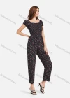 Wholesale Women's Square Neck Short Sleeve Shirred Floral Print Casual Jumpsuit - Liuhuamall