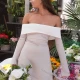 Wholesale Women's Elegant Plain Contrast Off Shoulder Long Sleeve Short Dress Pink Clothing Wholesale Market Liuhua