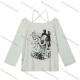 Wholesale Women's Casual Graphic Letter Print Long Sleeve Halter Off Shoulder Semi-sheer Tee Apricot Clothing Wholesale Market Liuhua