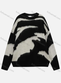 Wholesale Women's Casual Crew Neck Allover Print Knit Sweater 8133#, LIUHUA CLOTHING WHOLESALE