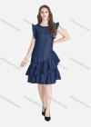 Wholesale Women's Casual Sleeveless Ruffle Trim Button Front Plain Dress - Liuhuamall