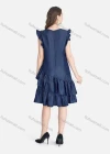 Wholesale Women's Casual Sleeveless Ruffle Trim Button Front Plain Dress - Liuhuamall
