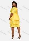 Wholesale Women's Crew Neck Half Sleeve Polka Dots Print Lace Up Tiered Dress 2859# - Liuhuamall