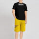 Men's Casual Letter Round Neck Short Sleeve T-Shirts & Shorts 2 Piece Set 17601# Black&Yellow Clothing Wholesale Market -LIUHUA
