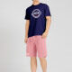 Men's Casual Letter Round Neck Short Sleeve T-Shirts & Shorts 2 Piece Set 17602# Navy&Pink Clothing Wholesale Market -LIUHUA