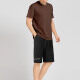 Men's Casual Plain Round Neck Short Sleeve T-Shirts & Shorts 2 Piece Set 17603# Coffee&Black Clothing Wholesale Market -LIUHUA