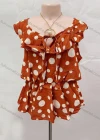 Wholesale Women's Casual Polka Dot Lace Up Ruffle Trim Tank Top - Liuhuamall