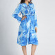 Women's Tie Dye Ruffle Trim Tie Neck Bell Sleeve Knee Length Dress Blue Clothing Wholesale Market -LIUHUA