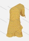 Wholesale Women's Sexy One Shoulder Floral Ruched Ruffle Trim Short Dress 9631# - Liuhuamall