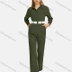 Wholesale Women's Long Sleeve Buttons Pockets Belted Sttiching Jumpsuit 55# Clothing Wholesale Market Liuhua