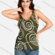 Wholesale Women's Casual Allover Print V Neck Tank Top Army Green Clothing Wholesale Market Liuhua