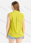Wholesale Women's Casual Chiffon Tie Neck Pearl Decro Plain Sleeveless Blouse - Liuhuamall