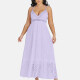 Women's Sexy Deep V Neck Hollow Out Guipure Lace Tassel Sequin Cami Maxi Dress 6315# Lavender Clothing Wholesale Market -LIUHUA