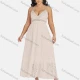 Wholesale Women's Sexy Deep V Neck Hollow Out Guipure Lace Tassel Sequin Cami Maxi Dress 6315# Snow Clothing Wholesale Market Liuhua