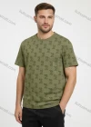 Wholesale men's short - sleeve tee! Olive green base, covered in unique dark patterns. Made of soft, comfy fabric. Ideal - Liuhuamall