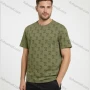 Wholesale men's short - sleeve tee! Olive green base, covered in unique dark patterns. Made of soft, comfy fabric. Ideal preview