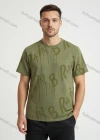 Wholesale Men's Olive Green Graphic Print Short Sleeve Tee - Loose, Breathable, Ideal for Casual Wear! - Liuhuamall