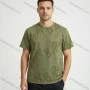 Wholesale Men's Olive Green Graphic Print Short Sleeve Tee - Loose, Breathable, Ideal for Casual Wear! preview