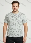 Wholesale Men's White Loose Fit Tee - Bold Black Line Art & Abstract Prints, Breathable Cotton, Bulk Buy! - Liuhuamall