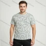 Wholesale Men's White Loose Fit Tee - Bold Black Line Art & Abstract Prints, Breathable Cotton, Bulk Buy! preview