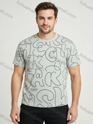 Wholesale Men's White Loose Fit Tee - Bold Black Line Art & Abstract Prints, Breathable Cotton, Bulk Buy!, Guangzhou Clothing Wholesale Market & Suppliers - LIUHUAMALL