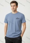 Wholesale Men's Loose Light Blue Tee - 'Beautiful Disaster' Print, Minimalist Chic, Bulk Deals - Liuhuamall
