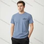 Wholesale Men's Loose Light Blue Tee - 'Beautiful Disaster' Print, Minimalist Chic, Bulk Deals preview
