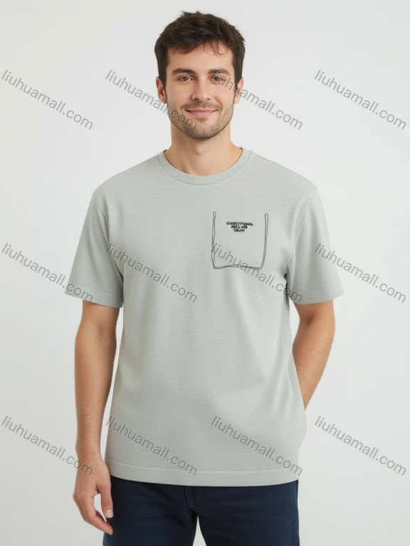 Wholesale Men's Tee - 'EVERYTHING OKAY' Pocket Design, Minimalist Casual Bulk Deals!