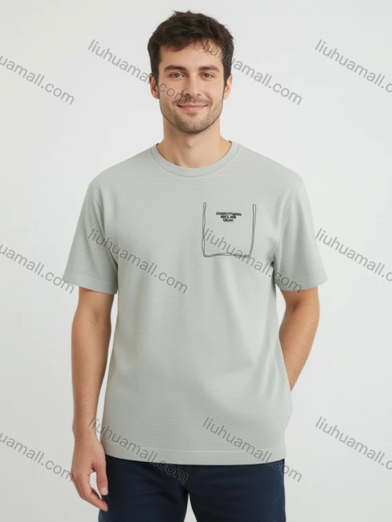 Wholesale Men's Tee - 'EVERYTHING OKAY' Pocket Design, Minimalist Casual Bulk Deals!, Guangzhou Clothing Wholesale Market & Suppliers - LIUHUAMALL, Men