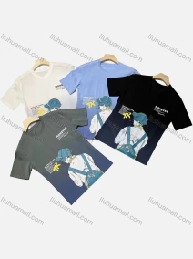 Wholesale Men's Casual Round Neck Short Sleeve Graphic T-shirt, LIUHUA CLOTHING WHOLESALE