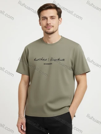 Wholesale Men's Olive Brown Tee - 'Great Artist | Encourage Growth' Print, Minimalist Casual Bulk Deals, Guangzhou Clothing Wholesale Market & Suppliers - LIUHUAMALL