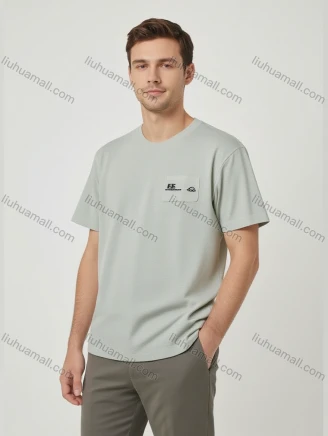 Wholesale Men's Pure White Short Sleeve Tee - Left Chest Pocket w/Text, Minimalist Modern Streetwear Bulk Order, Guangzhou Clothing Wholesale Market & Suppliers - LIUHUAMALL