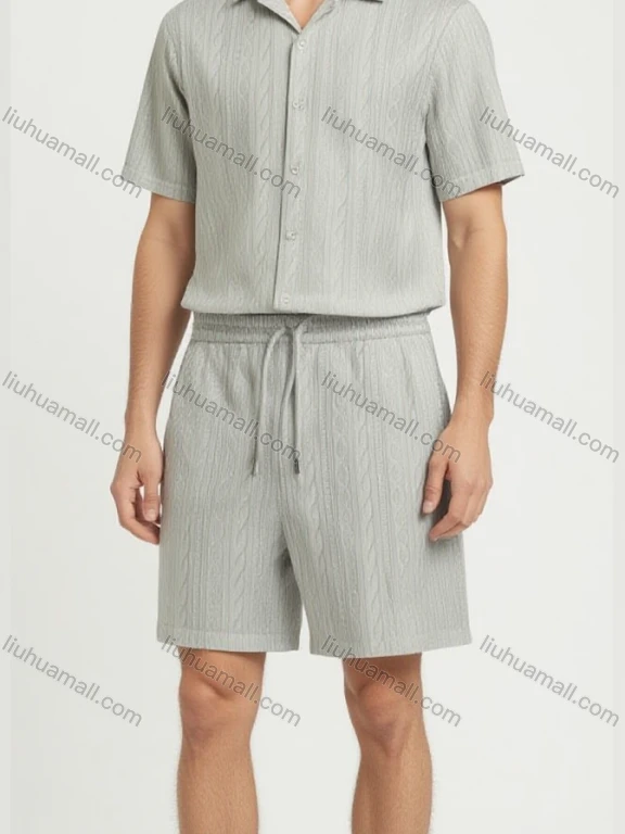 Wholesale Men's White Linen Suit – Crisp Tailored Shirt + Relaxed Textured Shorts, Minimalist Loose Fit Bulk Deals