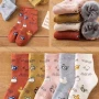 Wholesale Kid's Comfy Cartoon Letter Print Crew Medium Cotton Socks (10 pairs of socks in one package) preview