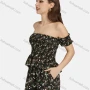 Wholesale Women's Sexy Floral Peplum Off Shoulder Shirred Top 2-piece Set 28526# preview