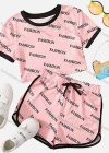 Wholesale Women's Casual Letter Crop T-shirt & Elastic Waist Shorts Set - Liuhuamall