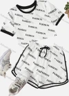 Wholesale Women's Casual Letter Crop T-shirt & Elastic Waist Shorts Set - Liuhuamall