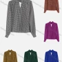 Wholesale Women's Elegant Keyhole Neck Long Sleeve Houndstooth Print Blouse 691794# preview