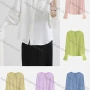 Wholesale Women's Casual Poet Sleeve Eton Collar Pleated Button Down Plain Blouse 085130# preview