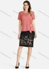 Wholesale Women's Casual Notch Neck Sequin Blouse & Floral Print Skirt Set - Liuhuamall