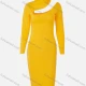 Wholesale Women's Casual Long Sleeve Funnel Neck Cutout Bodycon Dress Yellow Clothing Wholesale Market Liuhua
