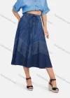 Wholesale Women's Casual Splicing High Waist Denim Midi Skirt With Drawstring - Liuhuamall